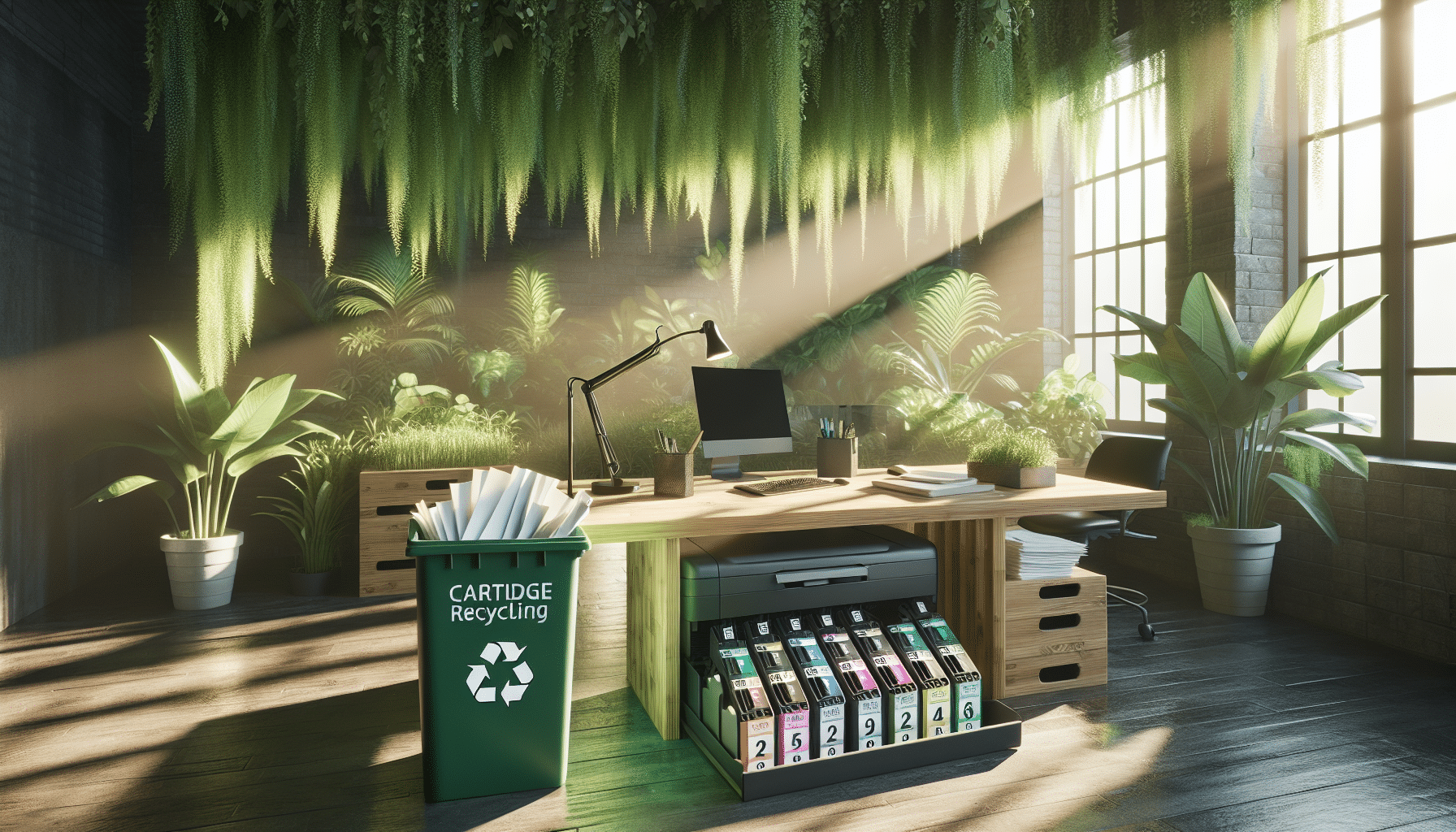 Eco-friendly workspace highlighting sustainability with hp instant ink