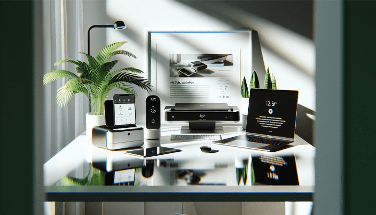 Modern home office with sleek hp printer setup