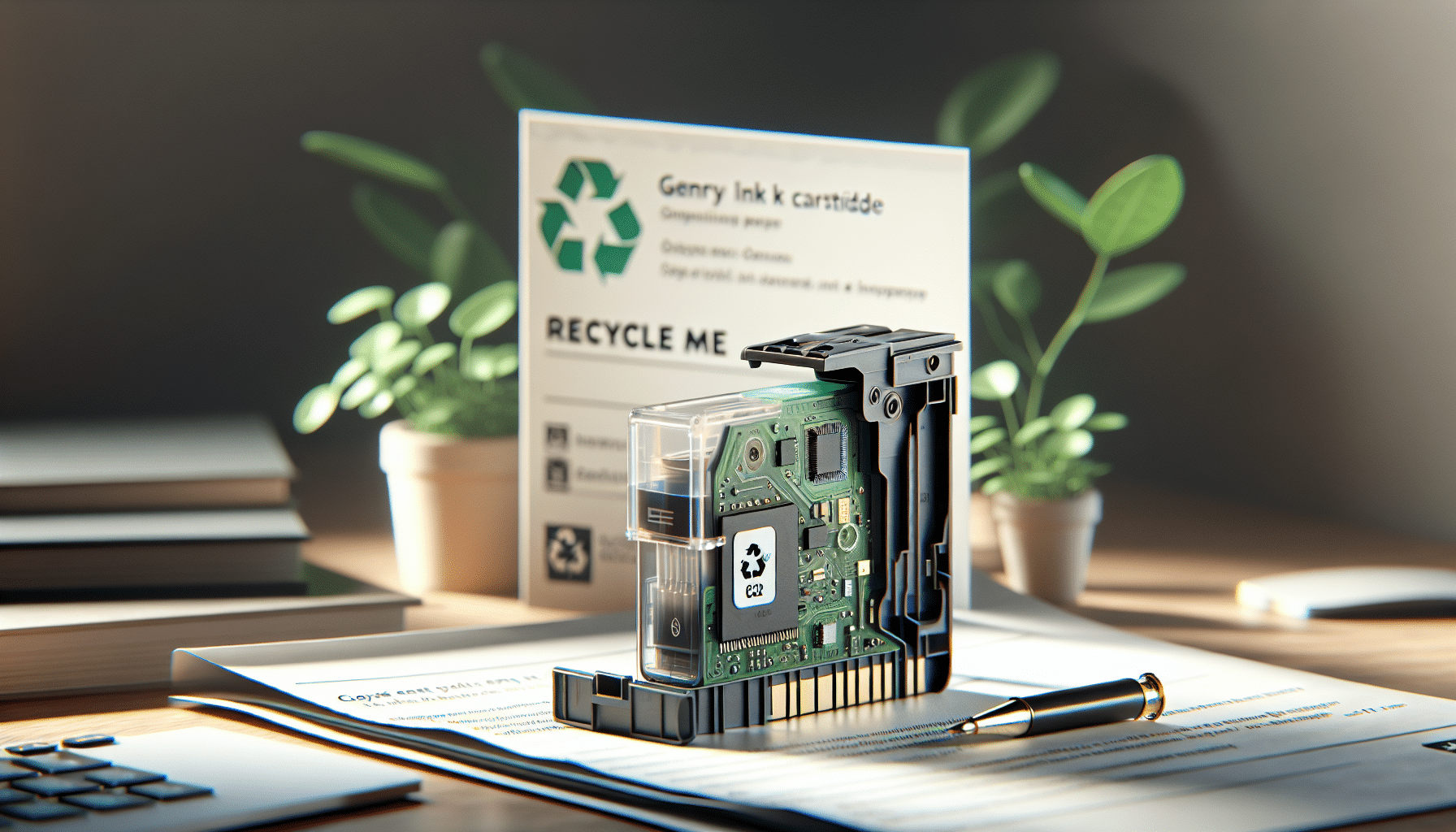 HP ink cartridge prepared for eco-friendly recycling