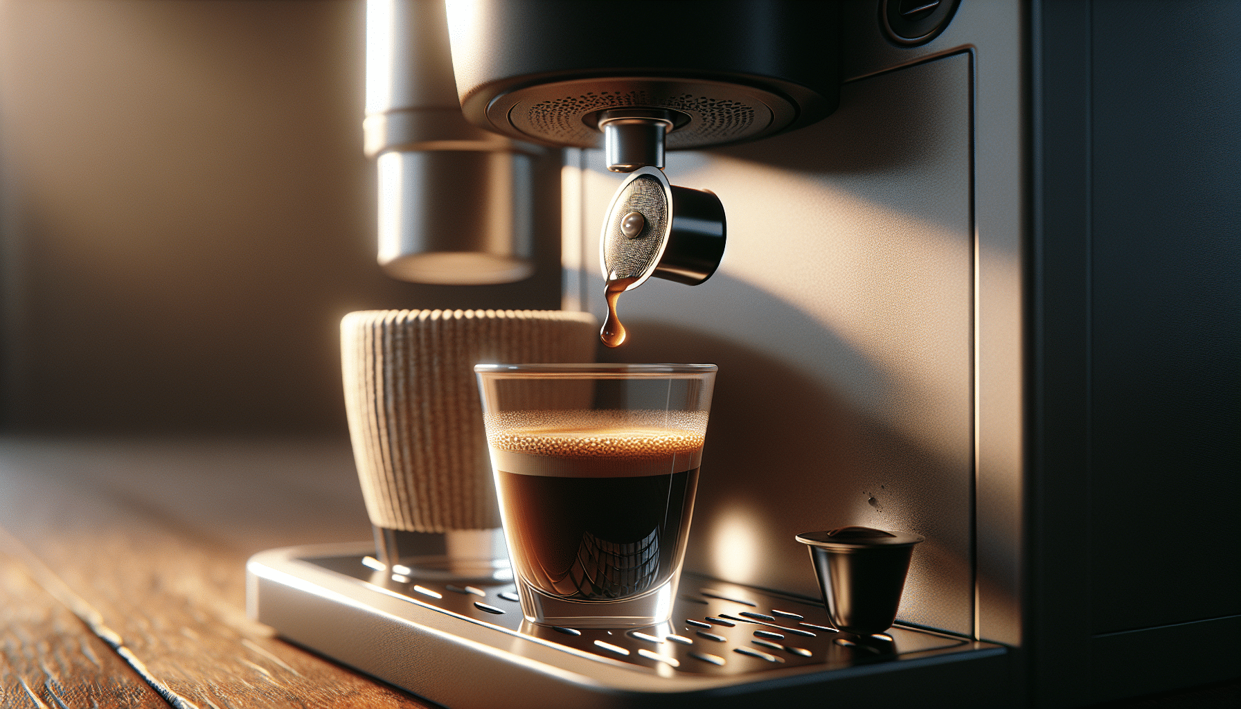 Perfectly aligned coffee pod insertion into nescafe machine