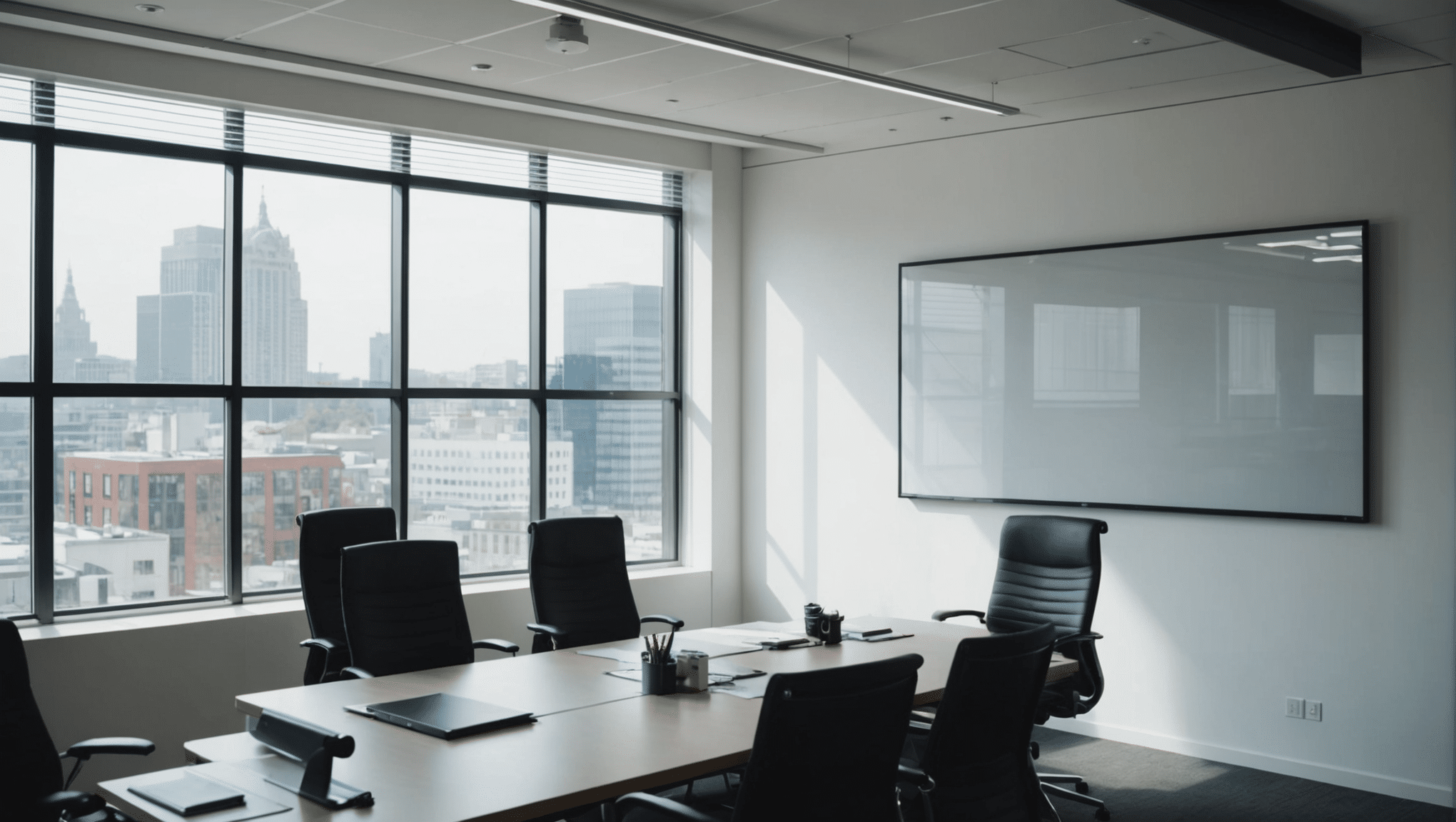 Modern office contrasting glassboard and traditional whiteboard aesthetics