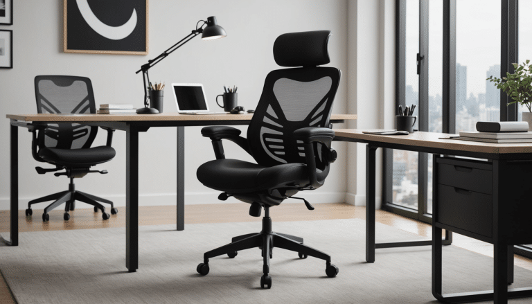 Elegant ergonomic office chair in stylish modern workspace.