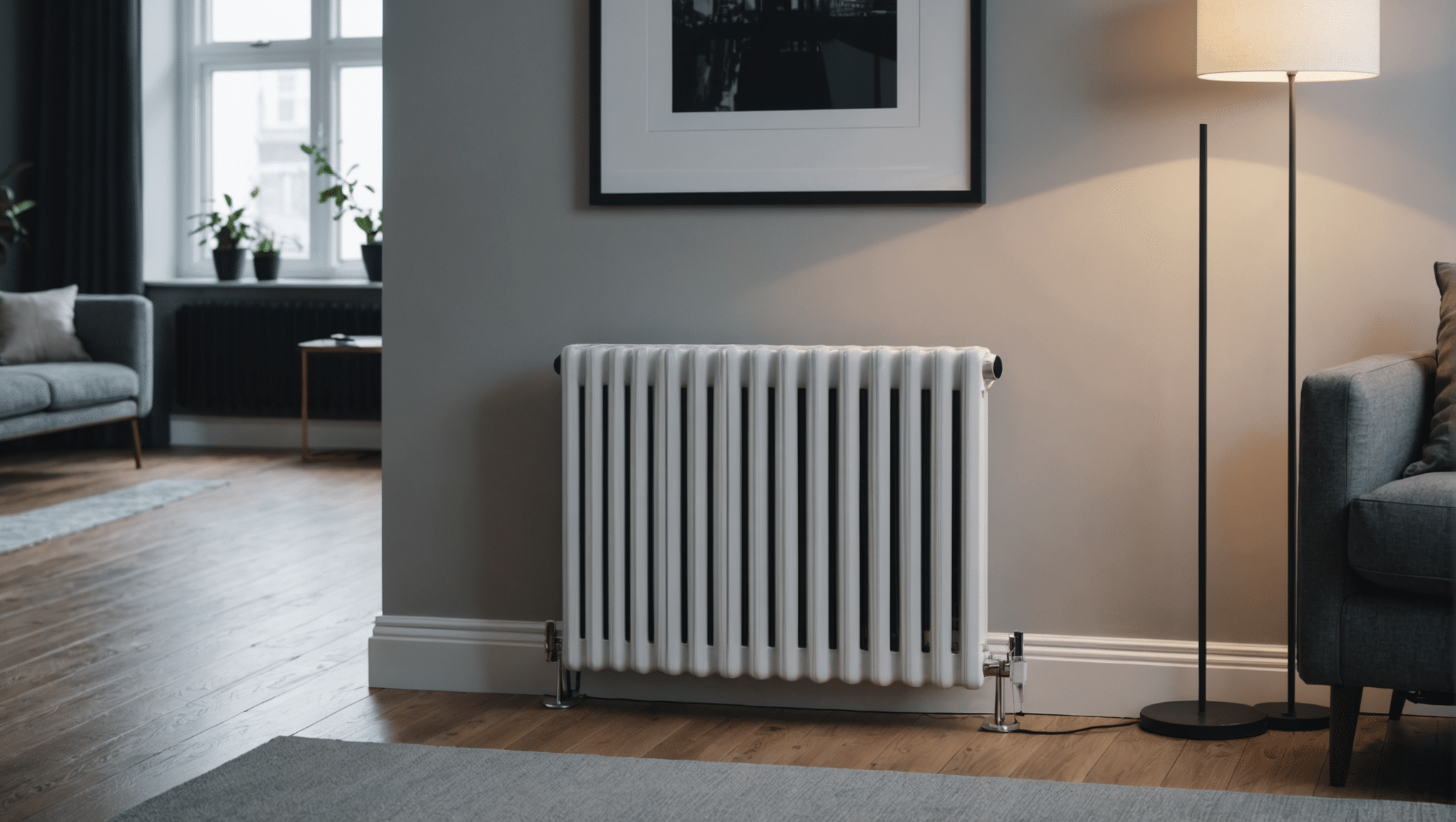 Sleek electric radiator providing energy-efficient warmth in modern decor