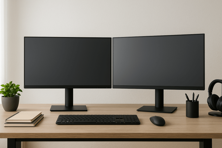 Modern dualmonitor setup for ultimate productivity boost Image