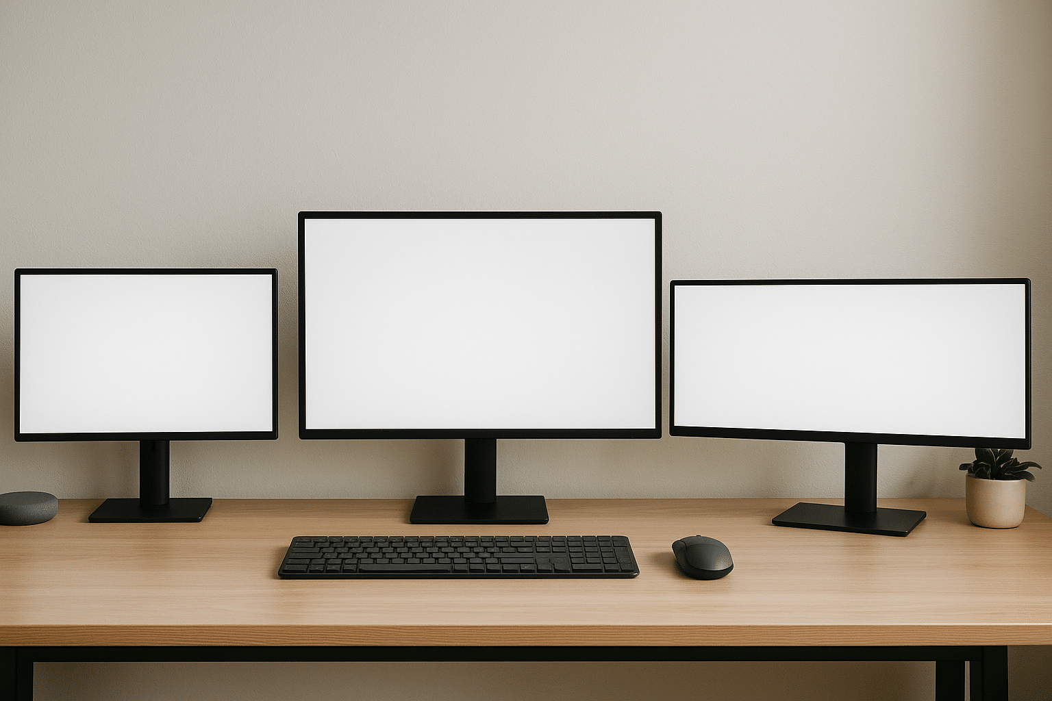 Three monitors compared and ultrawide display Image Image