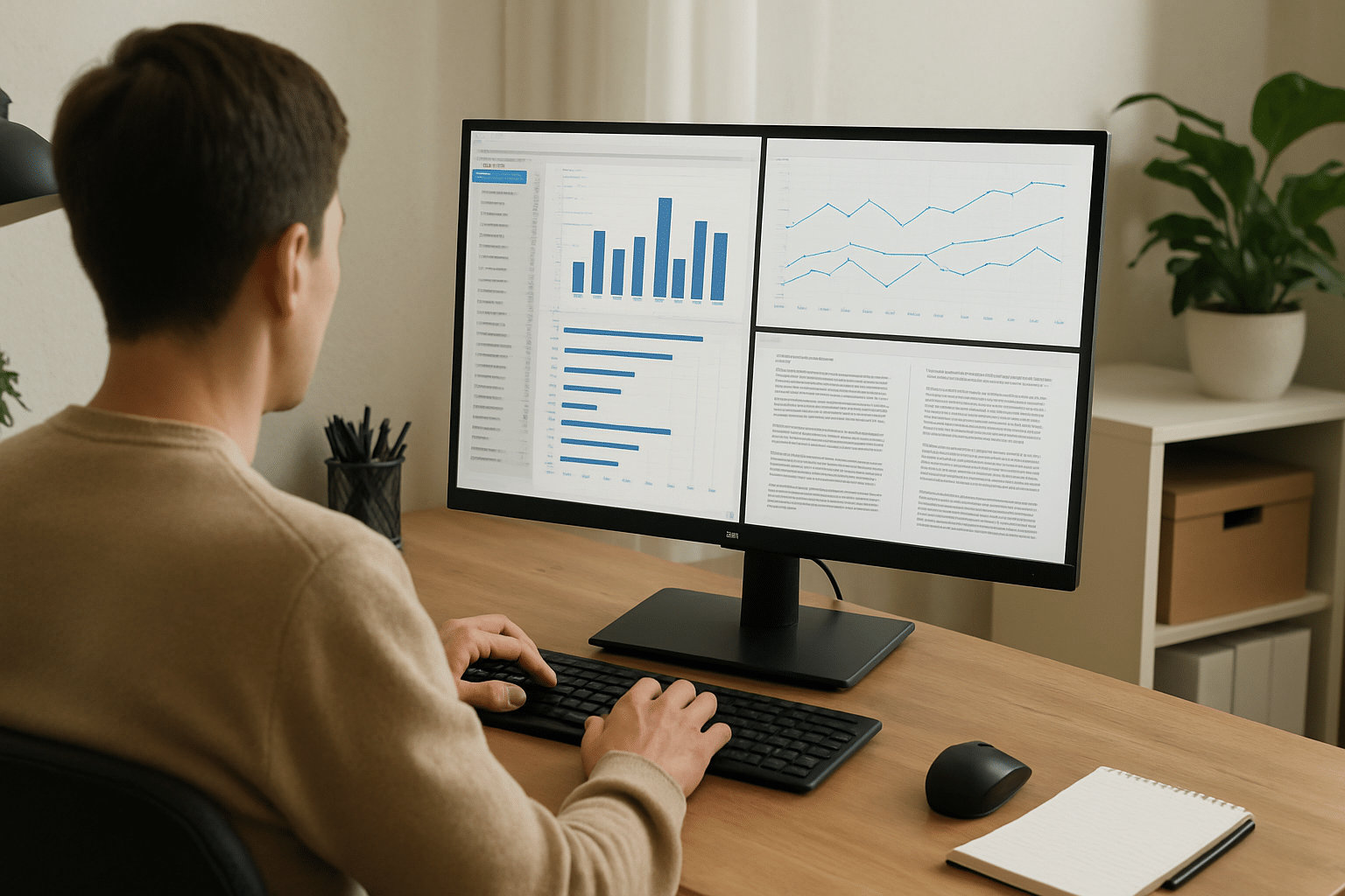 Modern office setup with efficient inch monitor Image