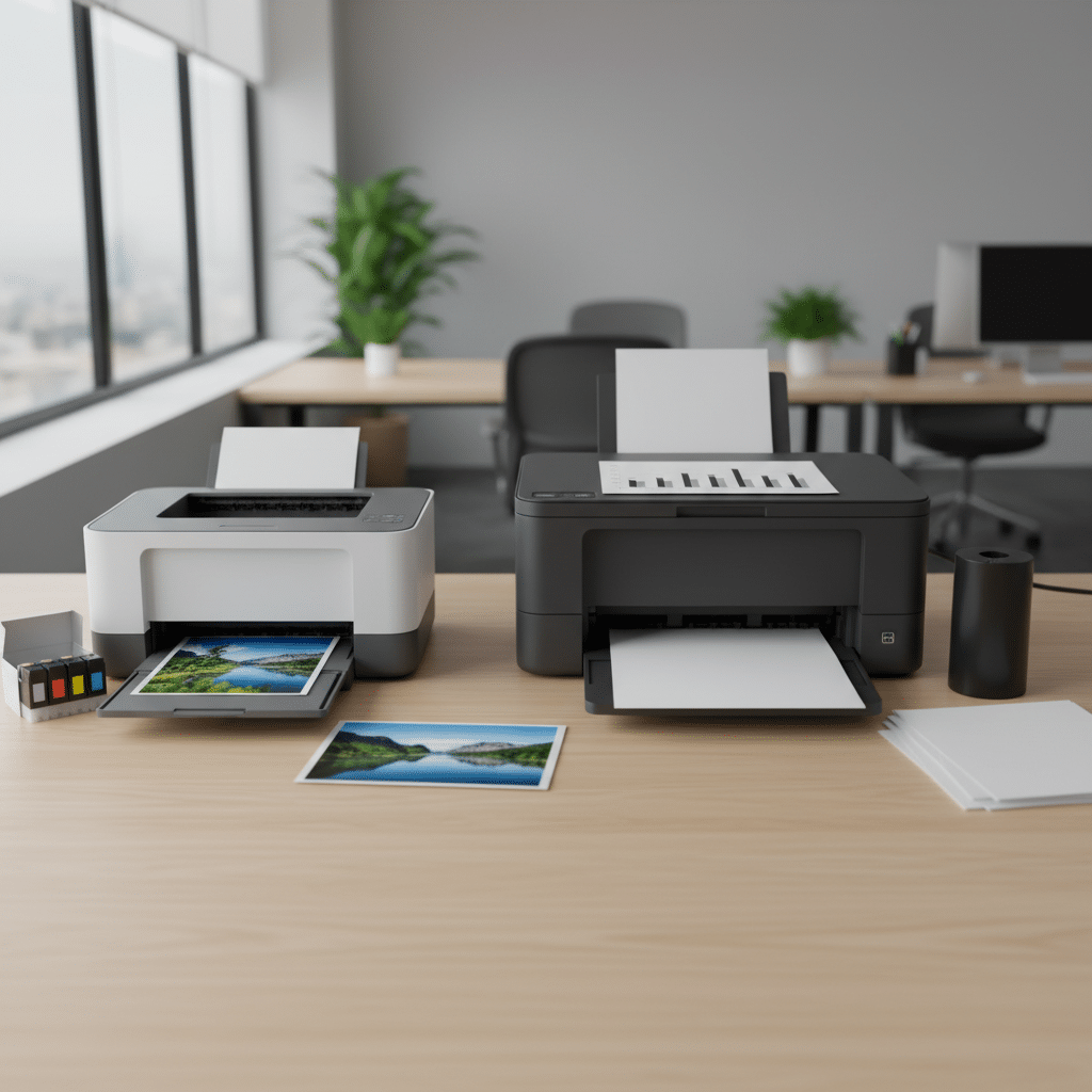 Inkjet and laser printers compared in office setting