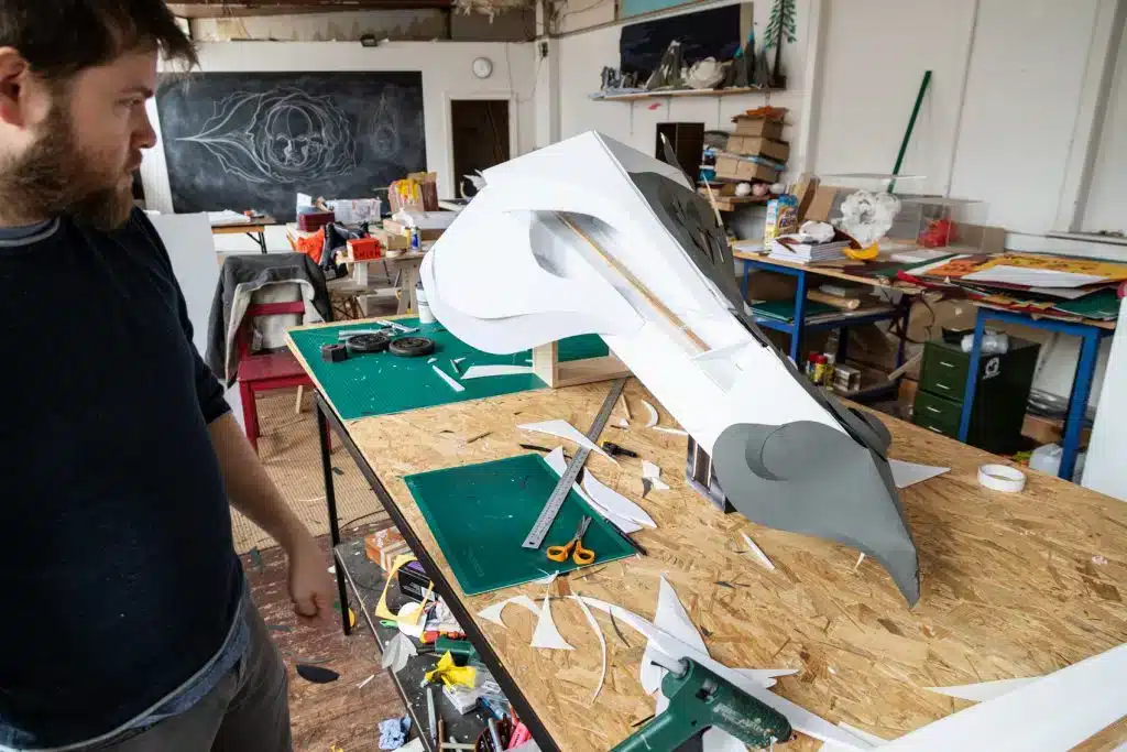 Making a Paper Office Dragon paper dragon head build 1024x683