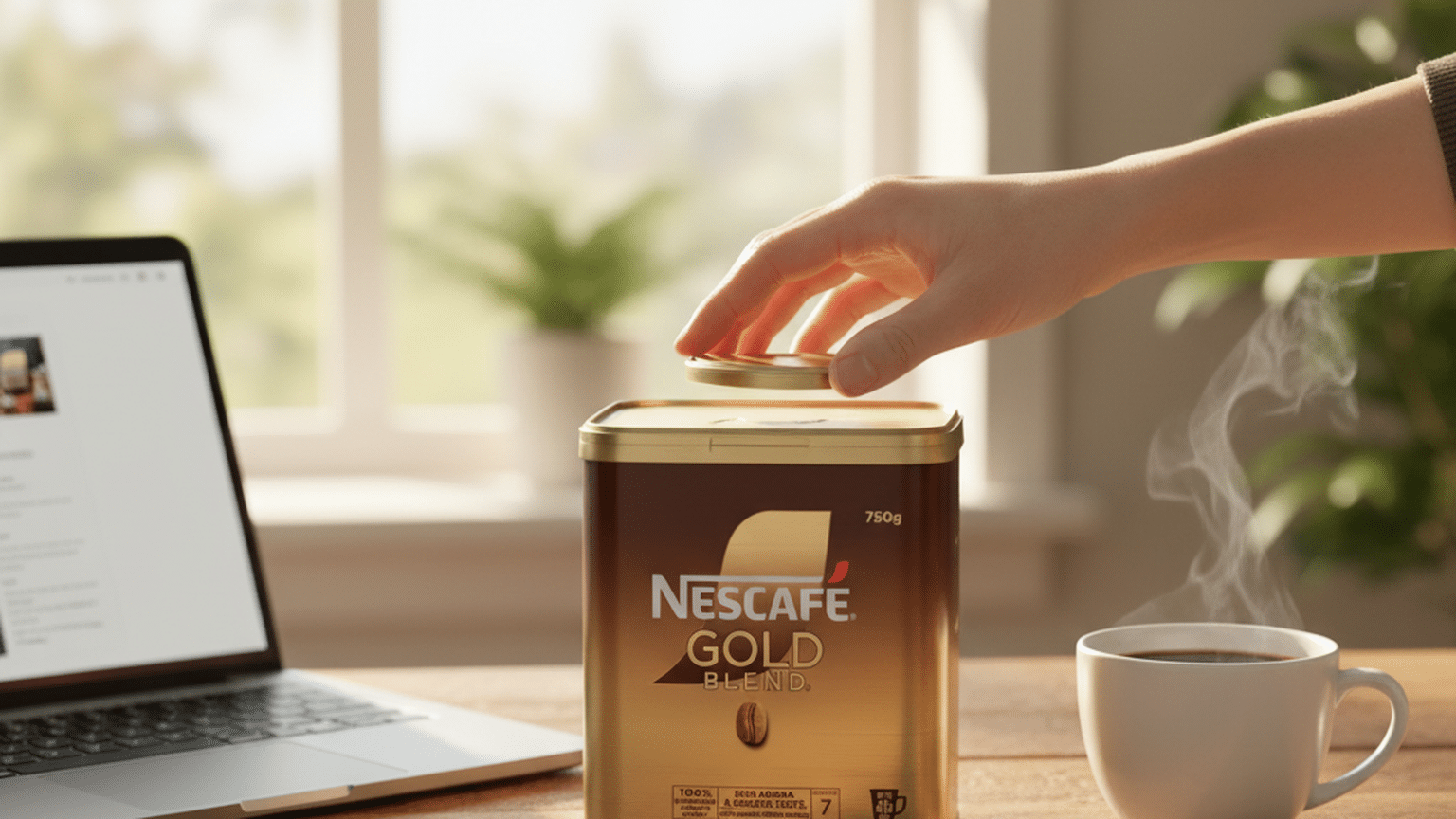 Review: Nescafé Gold Blend Rich & Smooth Instant Coffee Tin Medium Arabica 750 g Product lifestyle image