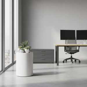 Modern office with pedestal and filing cabinet comparison
