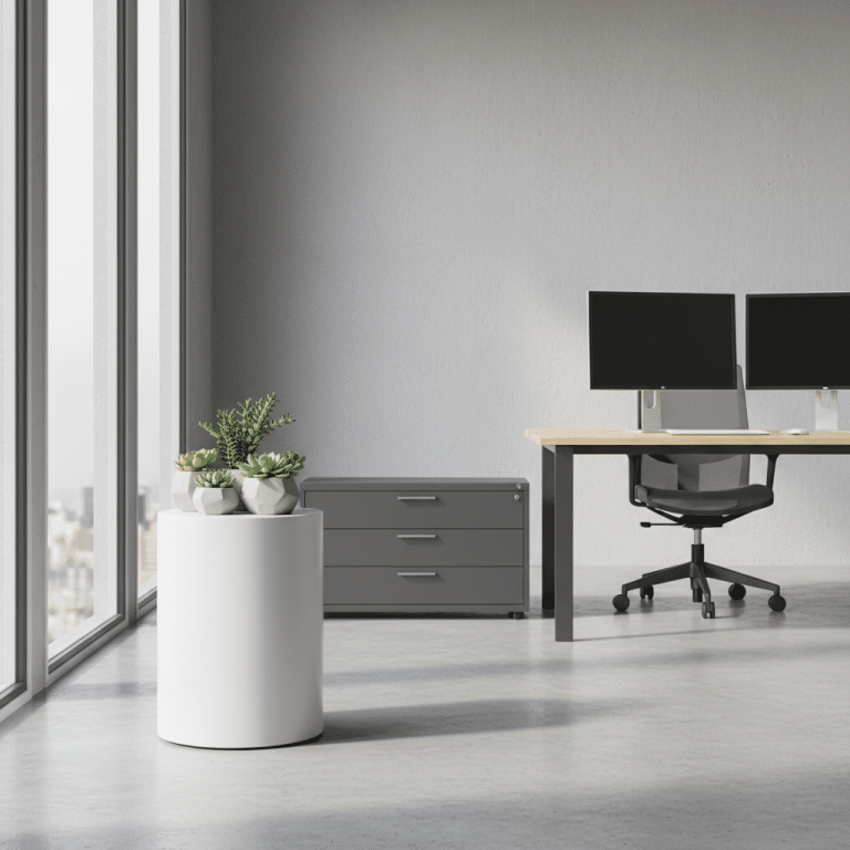 Modern office with pedestal and filing cabinet comparison