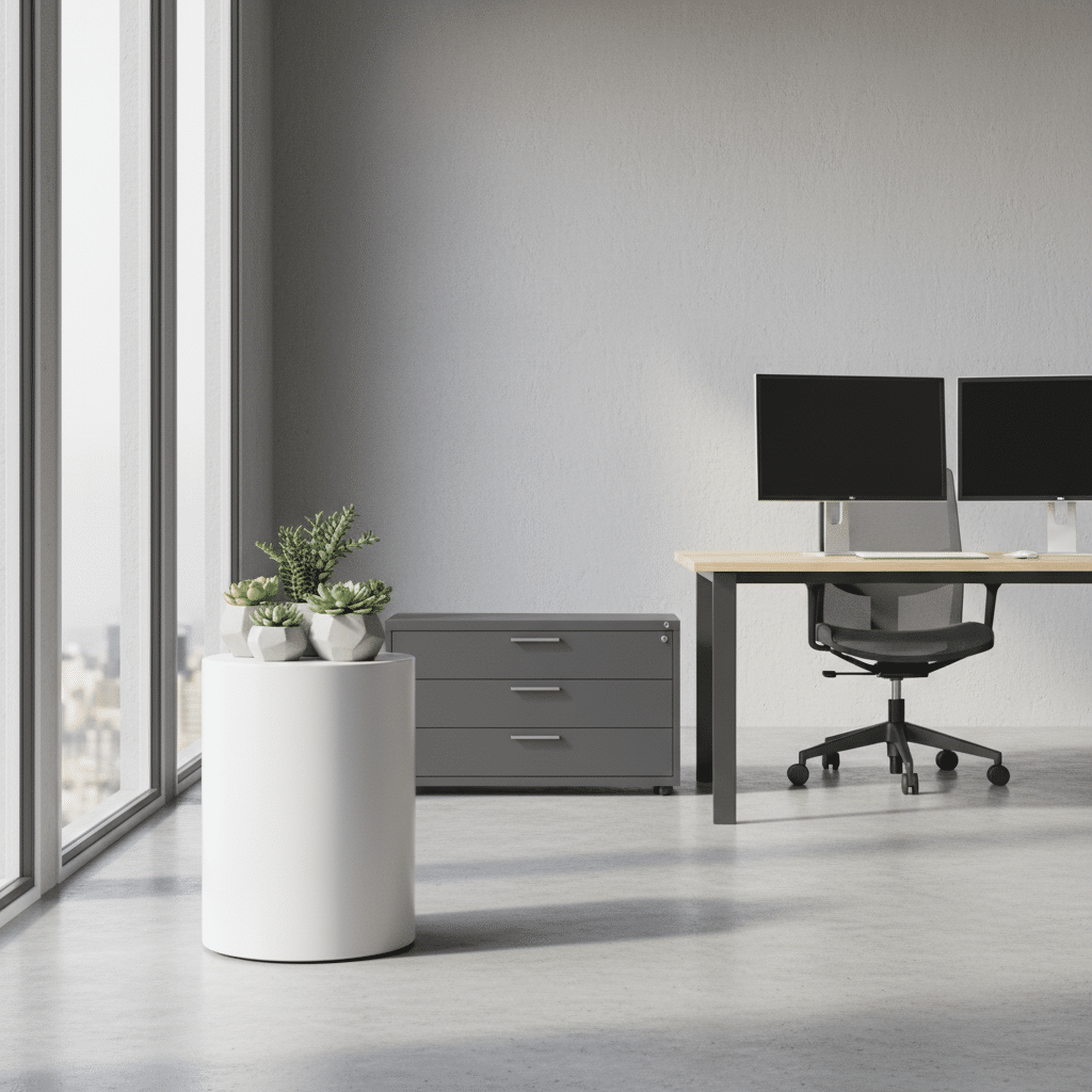 Modern office with pedestal and filing cabinet comparison