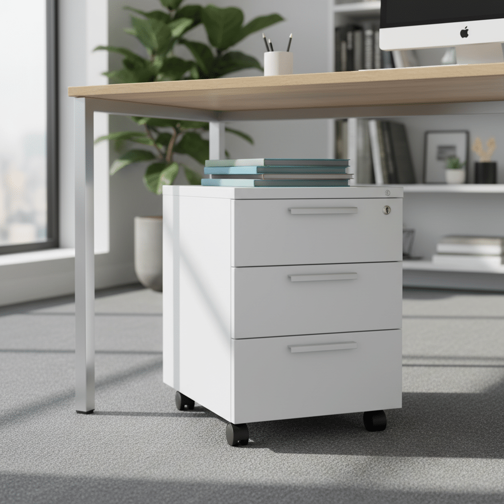 Compact office pedestal fits neatly under your desk