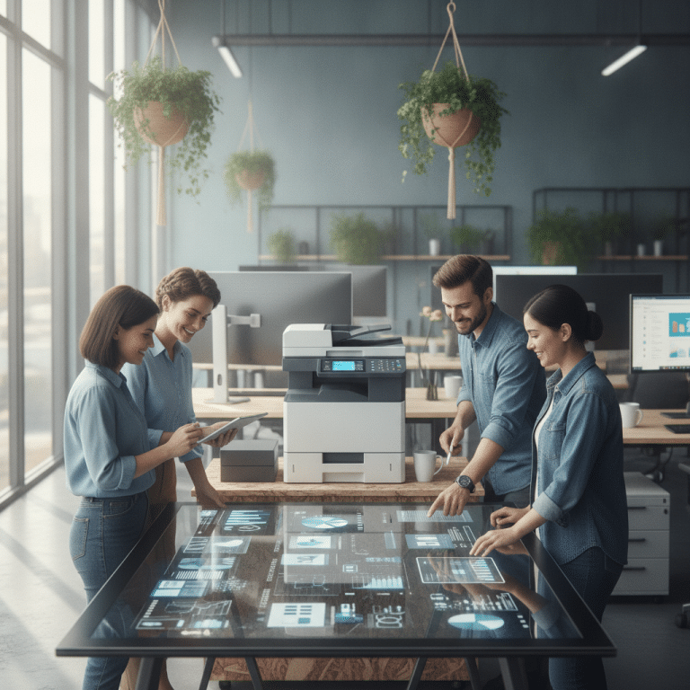 Modern office embracing digital document sharing and sustainability