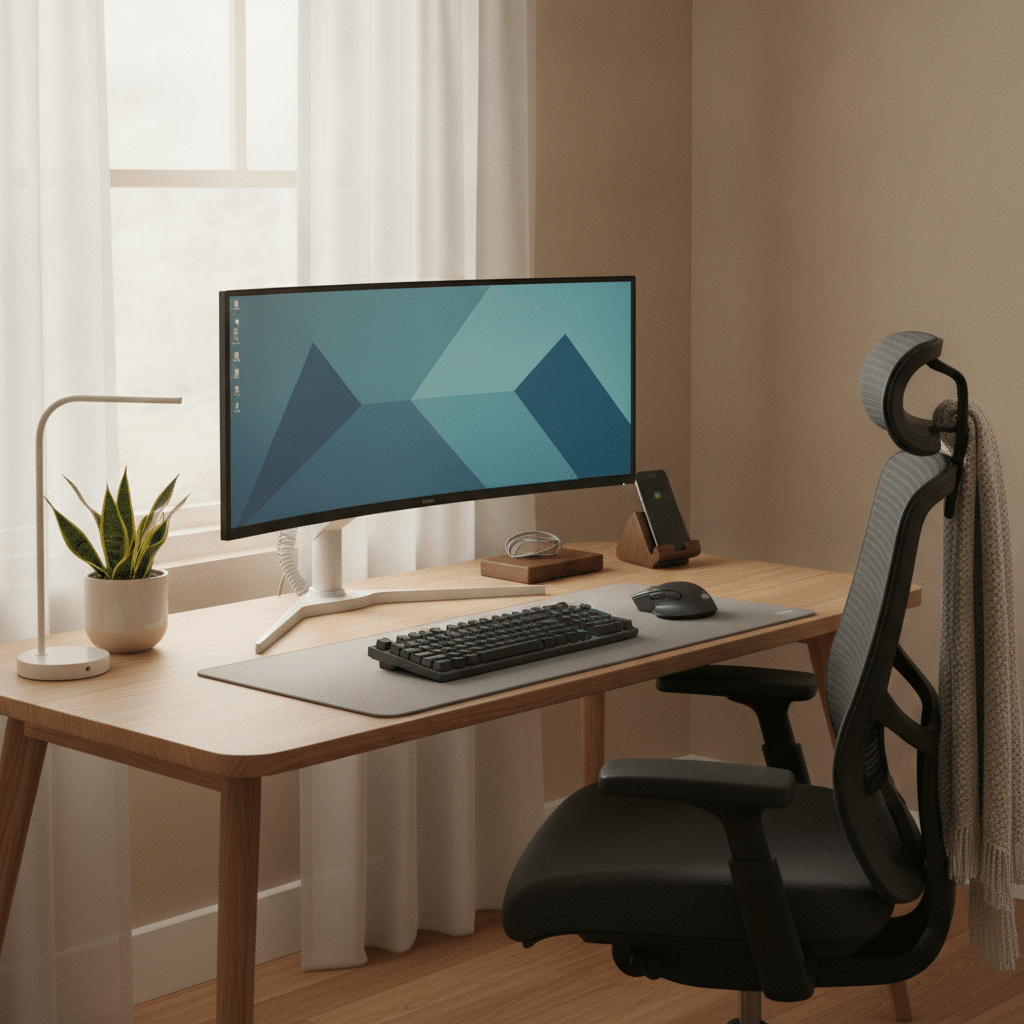 Ergonomic desk setup for comfortable and productive work