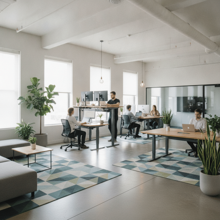 Modern office with versatile standing and sitting desks
