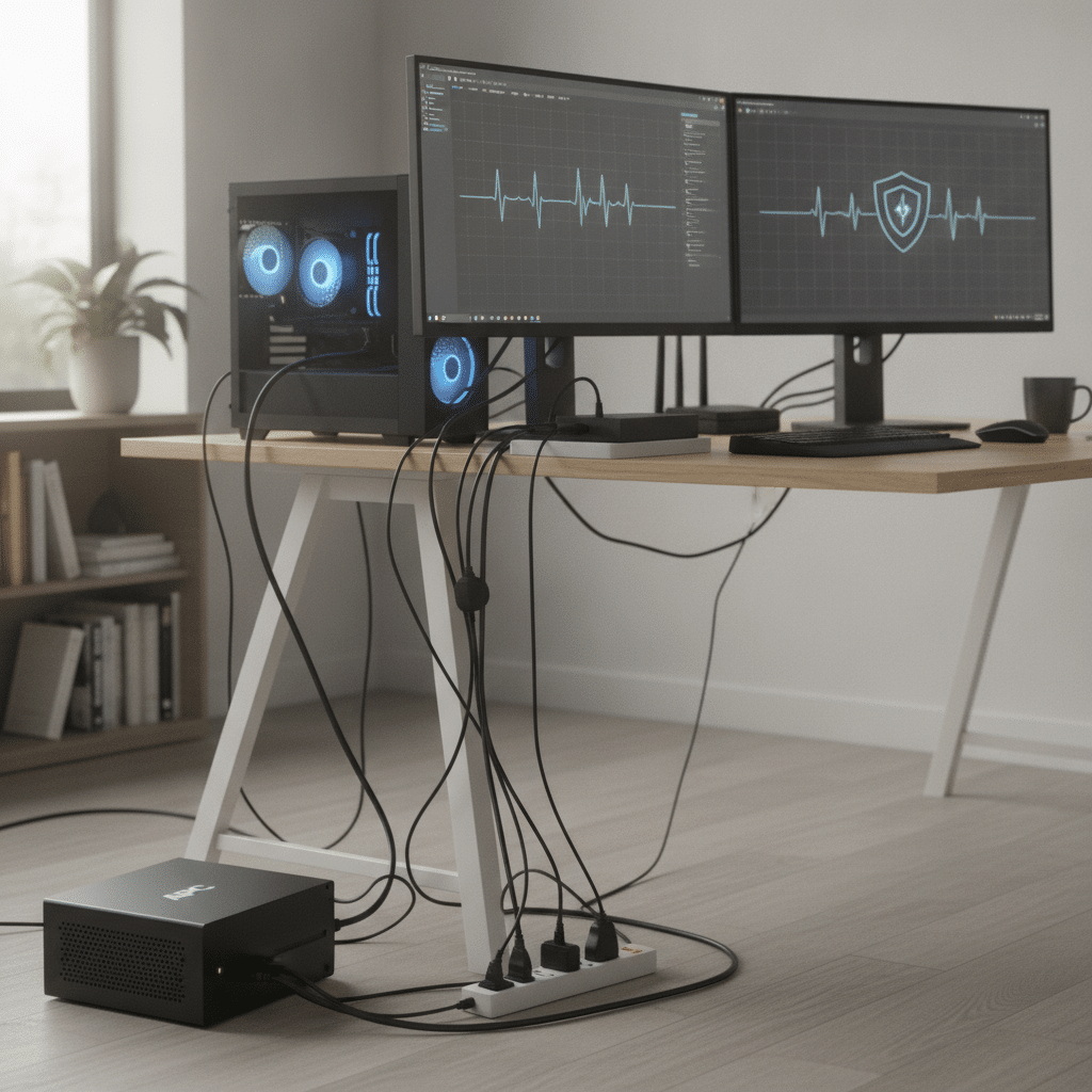 UPS device ensures continuous power during electrical surges