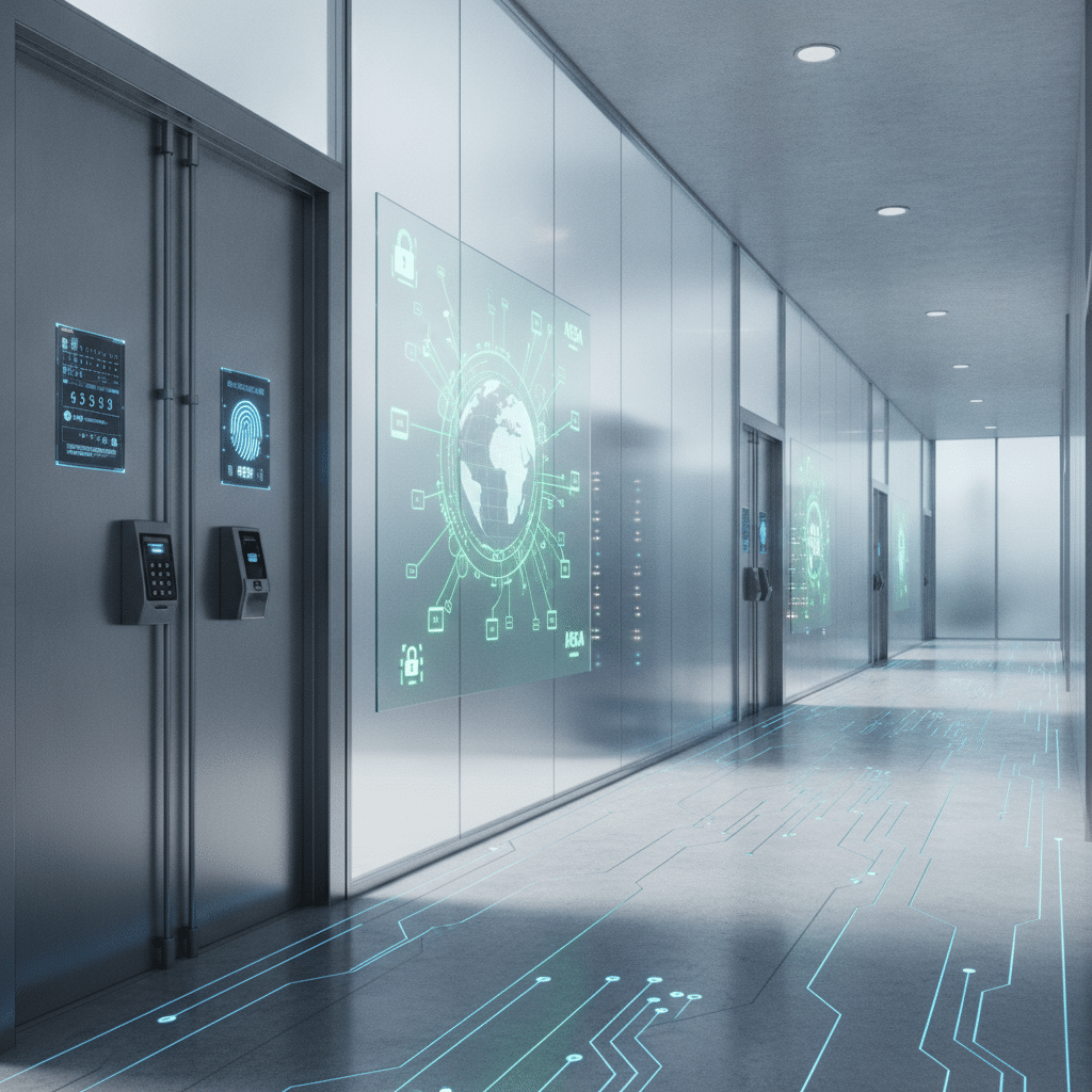 Secure office environment with digital locks and encryption