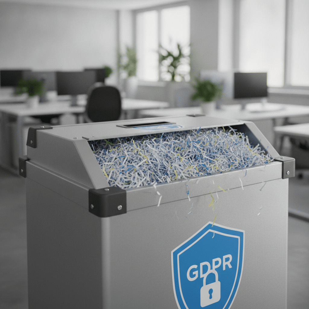 Shredded paper ensuring GDPR compliance in document destruction